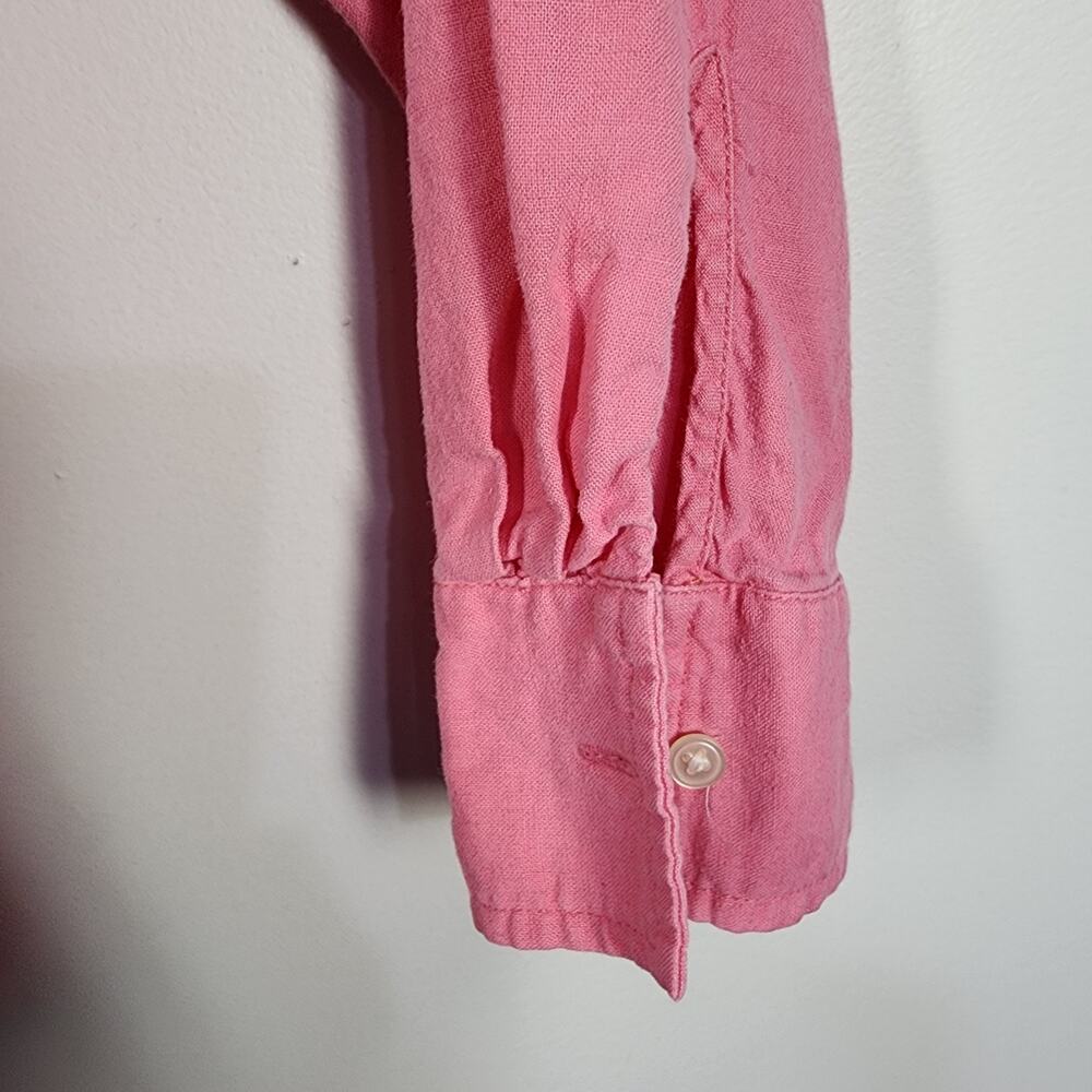 LOFT Women Shirt Size XL Pink Linen Blend Button Up Long Sleeves Collared Casual - Picture 7 of 10